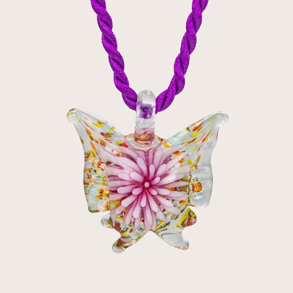 

Butterfly Pendant Necklace, Multicolor