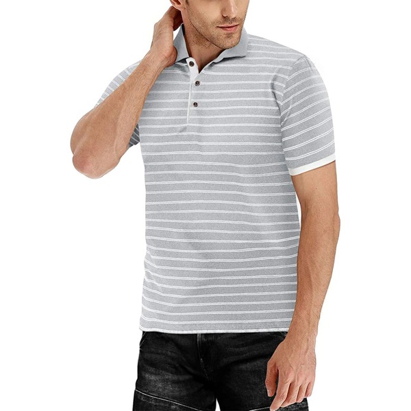 

Men Striped Polo Shirt, Light grey