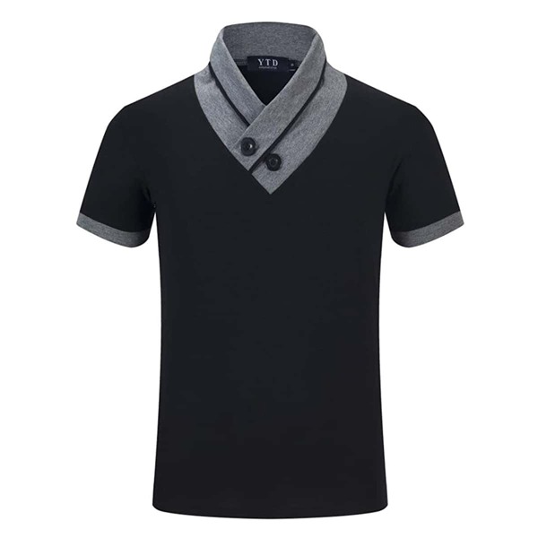 

Men Contrast Panel Button Detail Tee, Multicolor