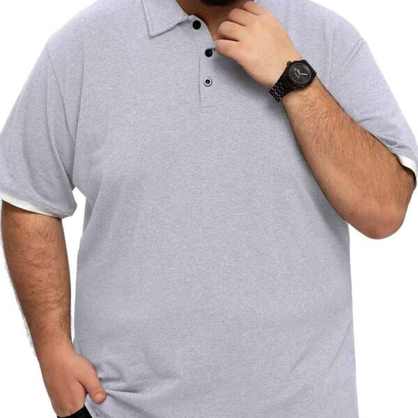 

Рубашка-поло с контрастной отделкой для мужчины, Светло-серый