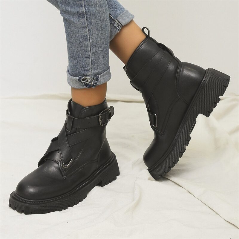 

Buckle Decor Boots, Black