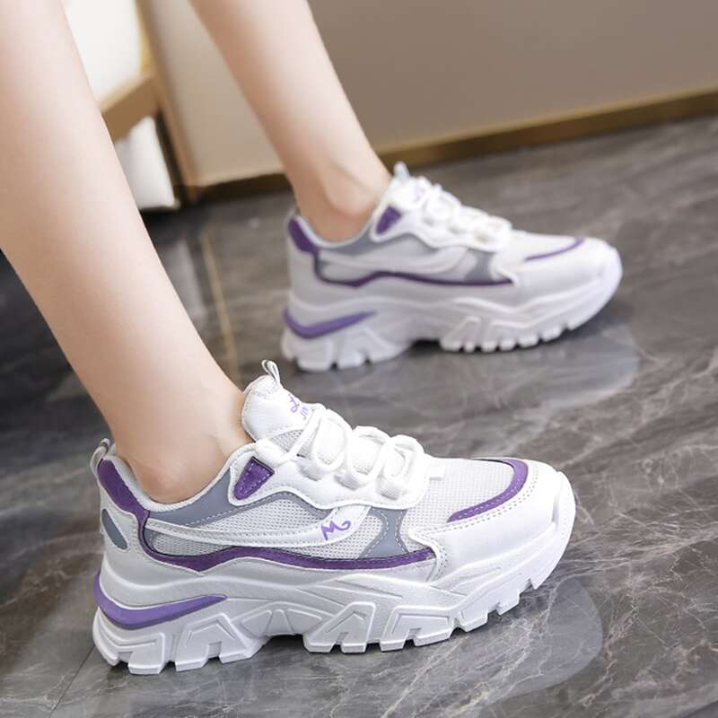 

Colorblock Mesh Panel Sneakers, White