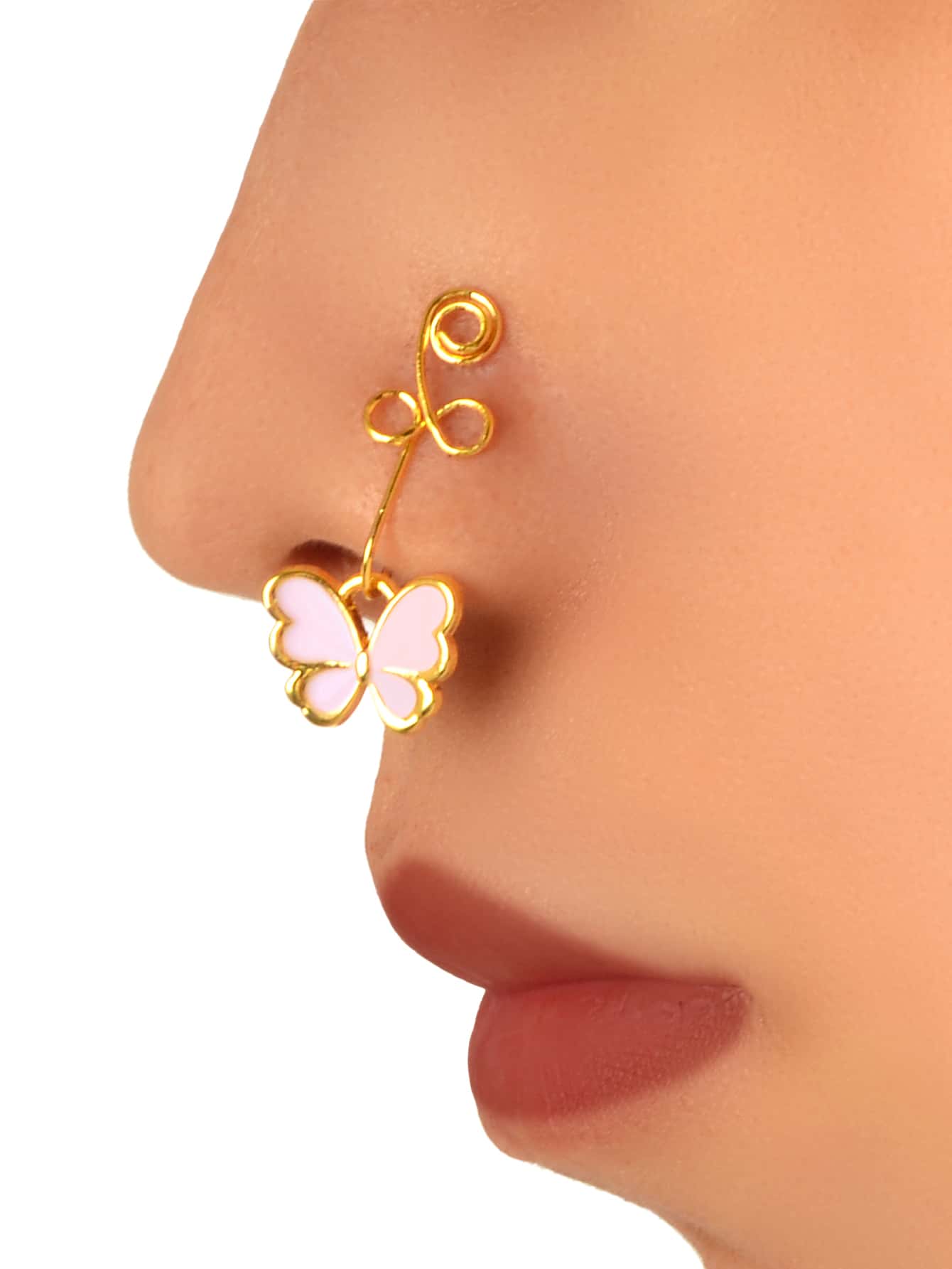 Butterfly Decor Nose Cuff - Pink - View 1