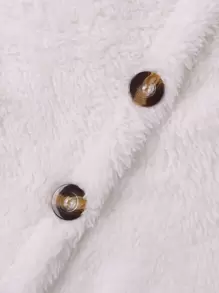 SHEIN Young Girl Long Sleeve Hooded Double-Faced Fleece Solid Color Jacket, Warm And Fashionable Casual Outerwear For Fall/Winter - White - View 3