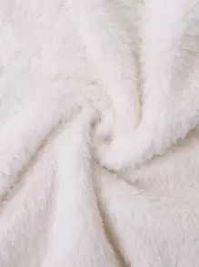 SHEIN Young Girl Long Sleeve Hooded Double-Faced Fleece Solid Color Jacket, Warm And Fashionable Casual Outerwear For Fall/Winter - White - View 4