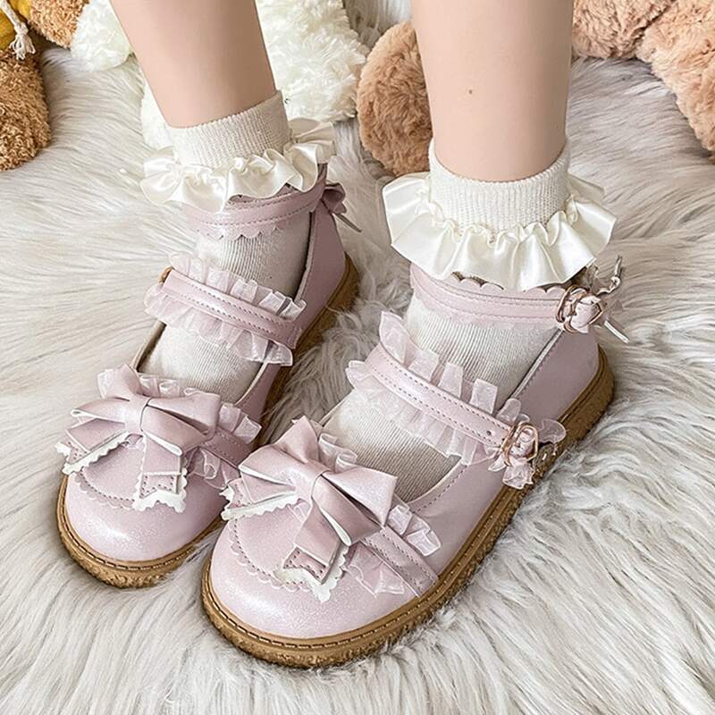 

Bow Decor Flat Mary Janes, Pink