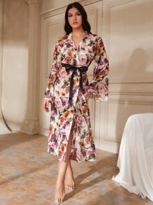 Áo choàng Nữ Thắt lưng Hoa Thanh lịch - Nhiều màu - Xem 4