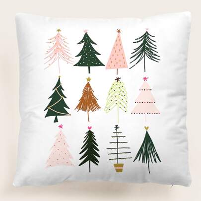 Christmas Tree Print Cushion Cover Without Filler