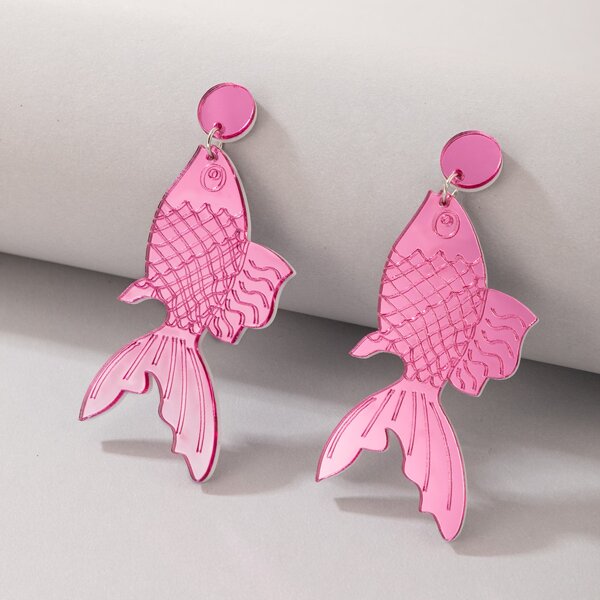 

Fish Drop Earrings, Hot pink