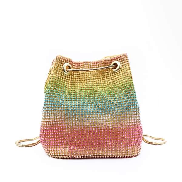 

Colorblock Allover Rhinestone Decor Clutch Bag, Multicolor