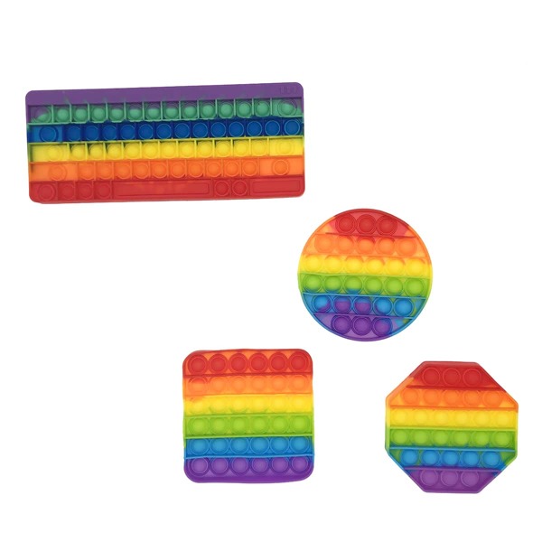 

4pcs Mixed Shaped Push Pop Bubble, Multicolor