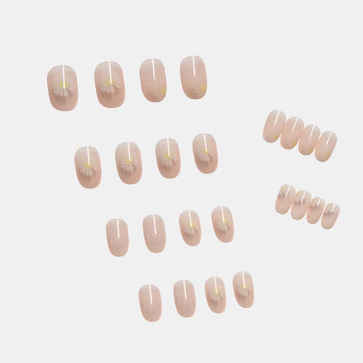 

24pcs Flower Pattern Fake Nail, Multicolor