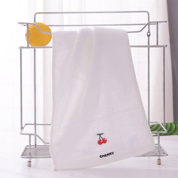 

Cherry Embroidery Towel, White