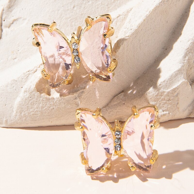 

Butterfly Design Stud Earrings, Baby pink