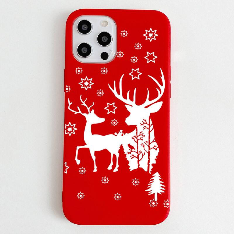 

Christmas Elk Pattern Phone Case, Red and white