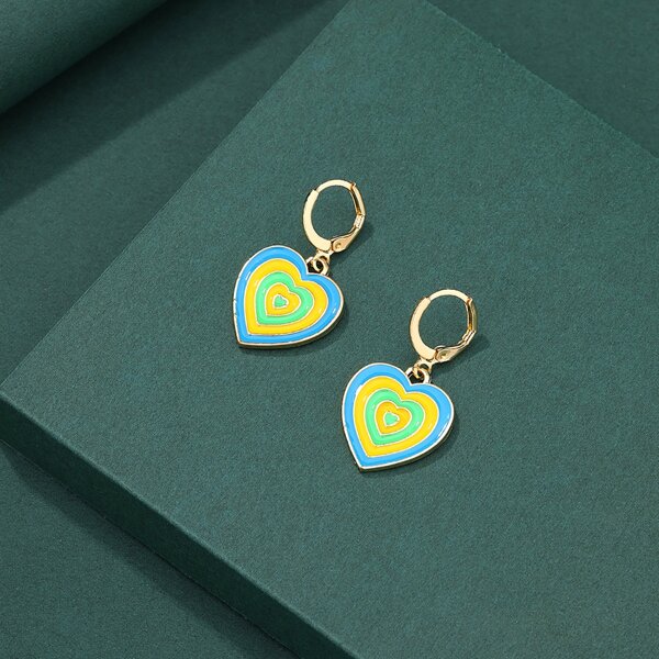 

Heart Drop Earrings, Multicolor