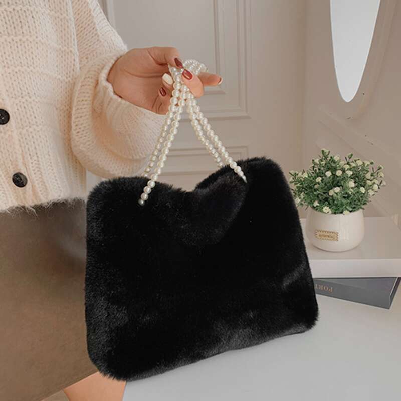 

Fluffy Tote Bag, Black