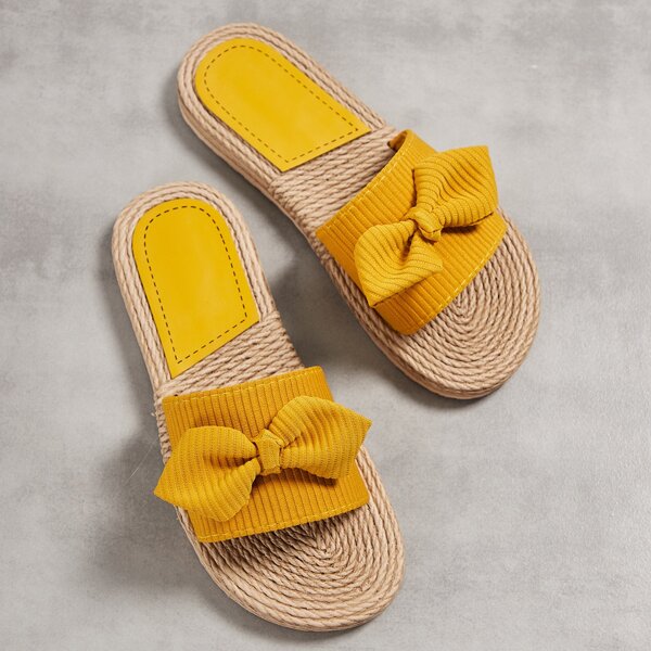 

Bow Decor Espadrille Slides, Yellow