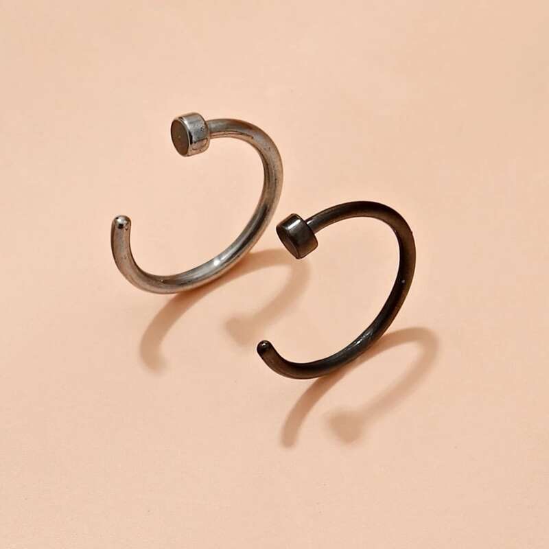 

2pcs Stainless Steel Nose Ring, Black