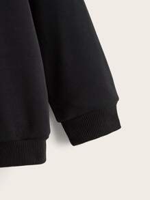 SHEIN Girls Sun & Moon Print Drop Shoulder Sweatshirt - Black - View 4