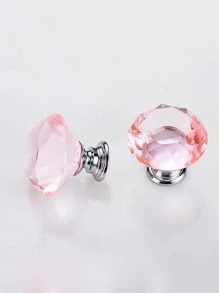1pc Crystal Design Drawer Knob, Plastic Drawer Handle For Home - Pink - View 3