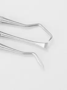 5pcs/Set Dental Care Tool, Oral Hygiene Kit, Silver, With Mirror, Explorer, Tartar Scraper, Dental Probe - Silver - View 3