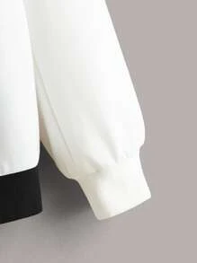 SHEIN EZwear Colourblock Drawstring Drop Shoulder Hoodie - Multicolor - View 3