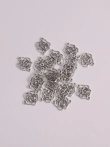 20pcs DIY Flower Charm - Silver - View 1