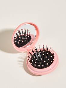 2 In 1 Hair Brush & Mirror - Pink - View 2