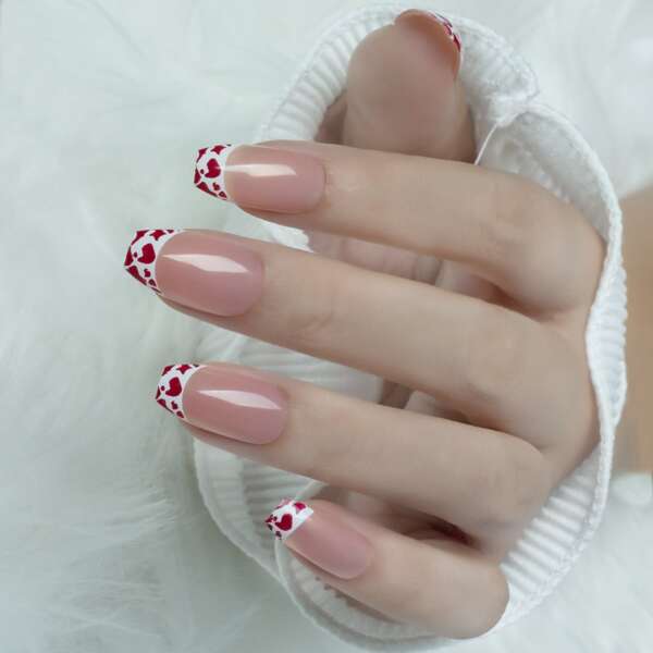 

24pcs Leopard Fake Nail & 1sheet Tape & 1pc Nail File, Baby pink