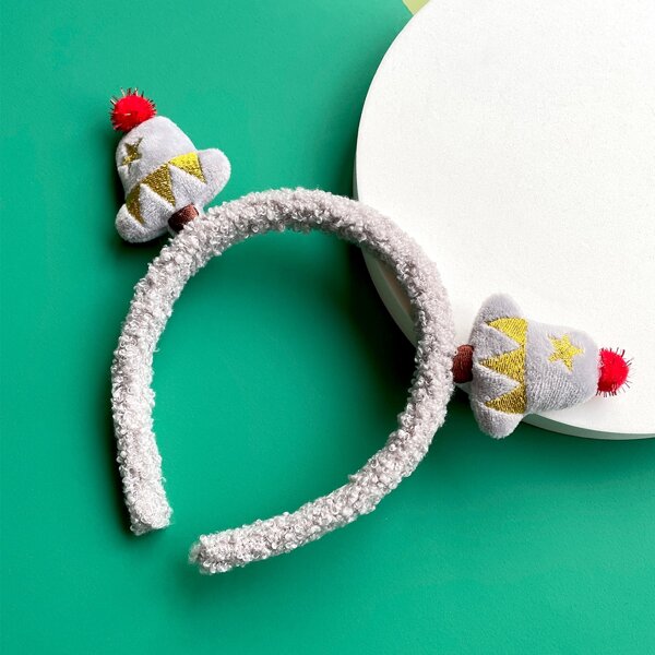

Christmas Bell Decor Fuzzy Headband, Grey