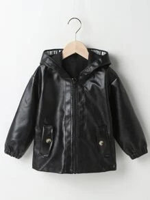 Áo khoác con trai lớn Nút Lá thư Giải trí - màu đen - Xem 1