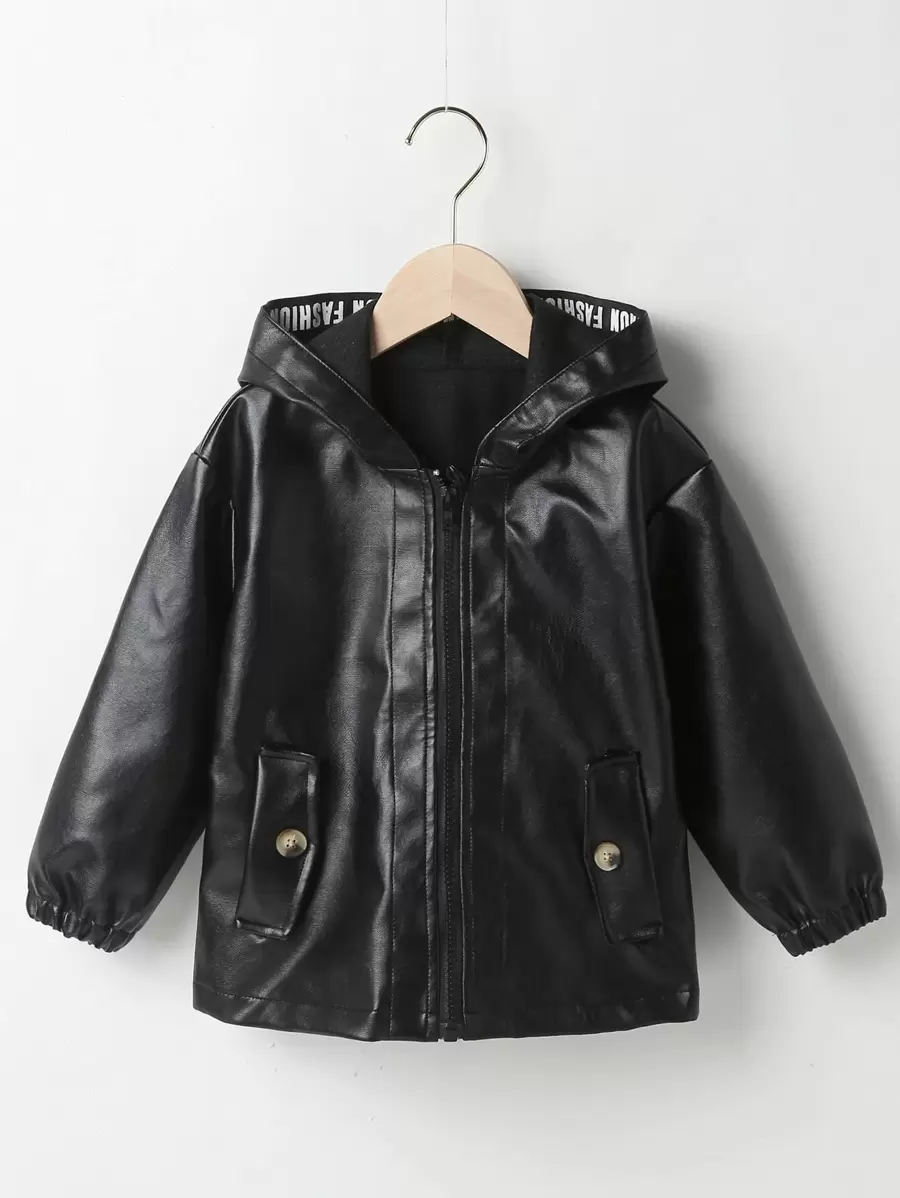 Áo khoác con trai lớn Nút Lá thư Giải trí - màu đen - Xem 1