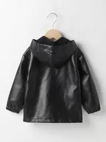 Áo khoác con trai lớn Nút Lá thư Giải trí - màu đen - Xem 2