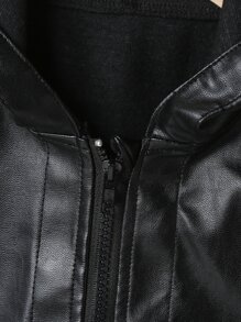 Áo khoác con trai lớn Nút Lá thư Giải trí - màu đen - Xem 3