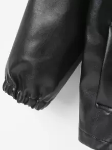 Áo khoác con trai lớn Nút Lá thư Giải trí - màu đen - Xem 4