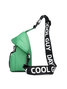 男士字母圖案單肩包 - 綠色 - 查看 5