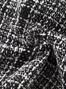 少女格紋荷葉邊修飾粗花呢外套和裙子 - 黑與白 - 查看 4