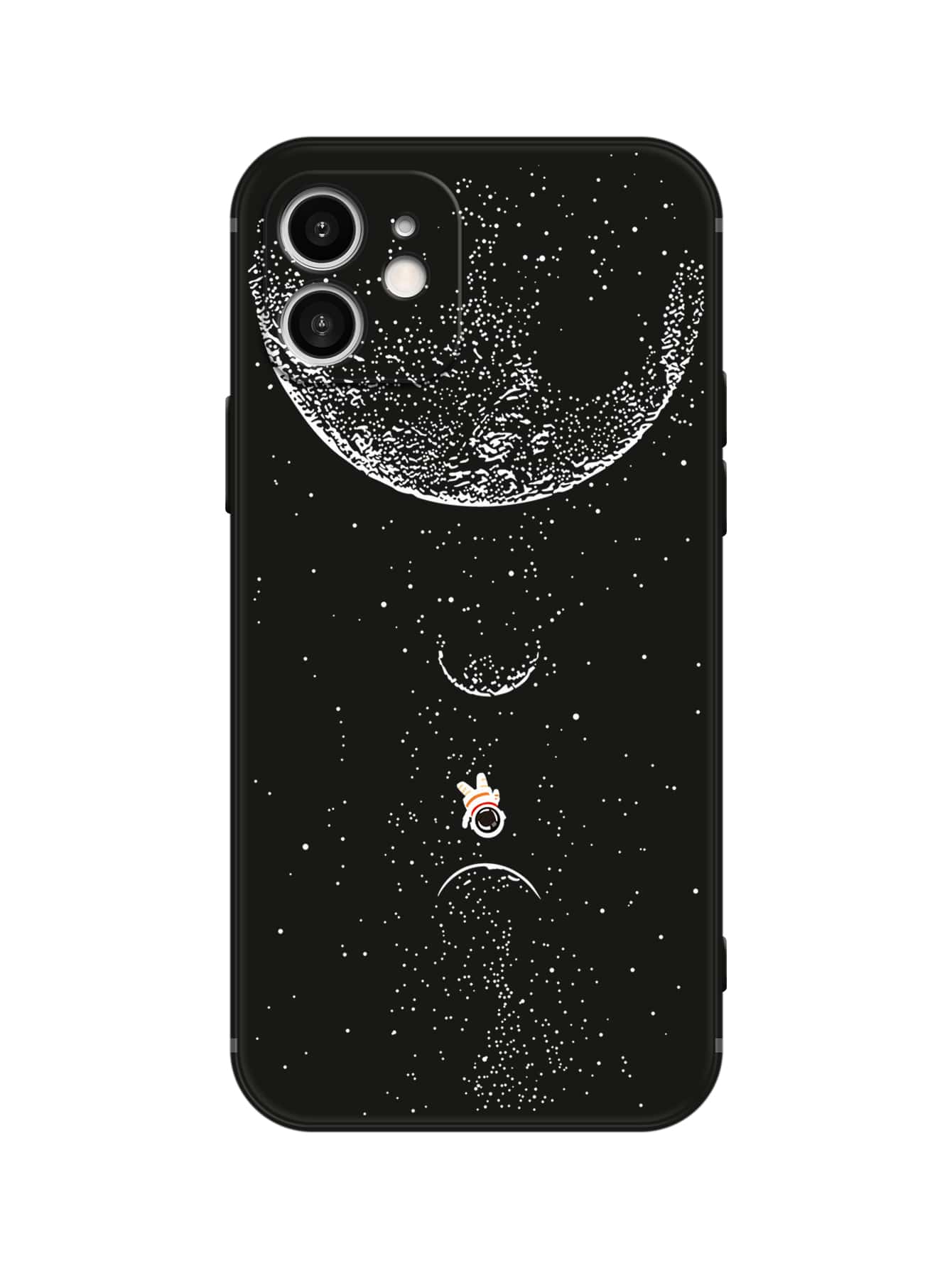 Astronaut Reist Um Die Erde, Schwarze Tpu-handyhülle + Schwarz-weiße Handschlaufe