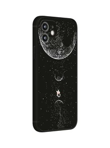 Astronaut Reist Um Die Erde, Schwarze Tpu-handyhülle + Schwarz-weiße Handschlaufe
