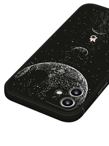 Astronaut Reist Um Die Erde, Schwarze Tpu-handyhülle + Schwarz-weiße Handschlaufe