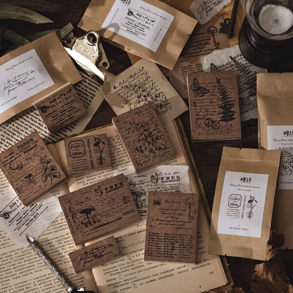 

1pc Random Pattern Wooden Stamp, Coffee brown