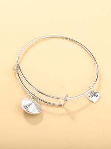 愛心掛飾手鐲 - 銀色 - 查看 3