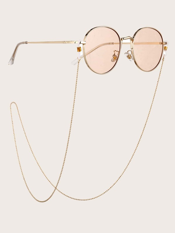 1 Peça Corrente para Óculos de Metal com Decoração de Contas Redondas de Moda Simples, Corrente de Óculos de Sol Antiderrapante de Silicone para Homens e Mulheres, Corrente de Óculos Fofa para Meninas, Corrente de Óculos de Leitura, Cordão para Óculos