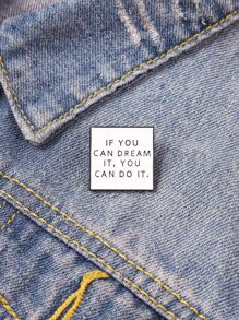 Letter Graphic Brooch - Black and White - View 1