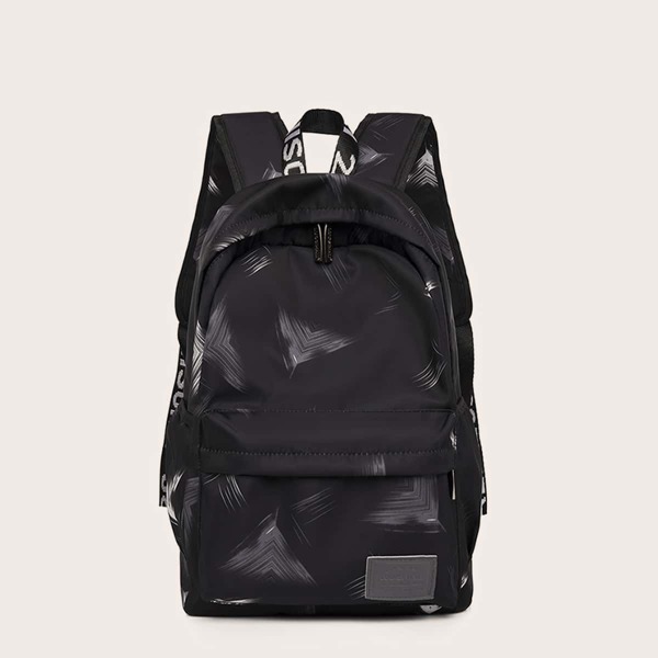 

Men Graphic Print Functional Backpack, Black