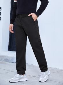 Manfinity Men Hidden Pocket Trousers - Black - View 4