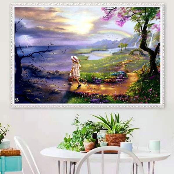 

Scenery Print DIY Diamond Unframed Painting, Multicolor