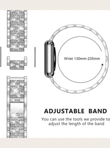 Rhinestone Decor Watchband Tương thích với Apple Watch - Bạc - Xem 3