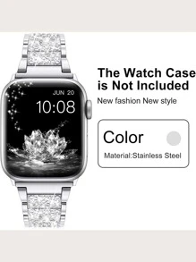 Rhinestone Decor Watchband Tương thích với Apple Watch - Bạc - Xem 4